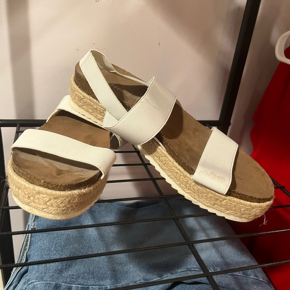 White Steve Madden Platform Sandals
